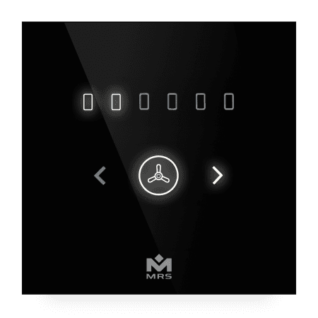 A black 2D illustration of the smart fan dimmer by MTronic