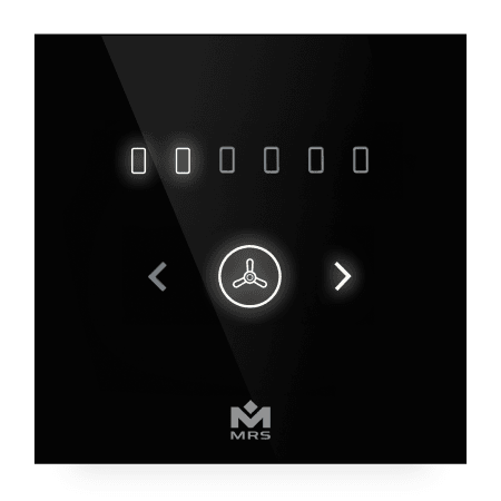 A black 2D illustration of the smart fan dimmer by MTronic