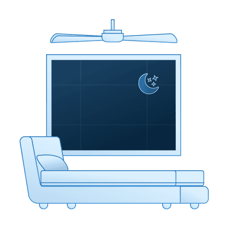 A room with fan controlled by MTronic Smart Dimmer
