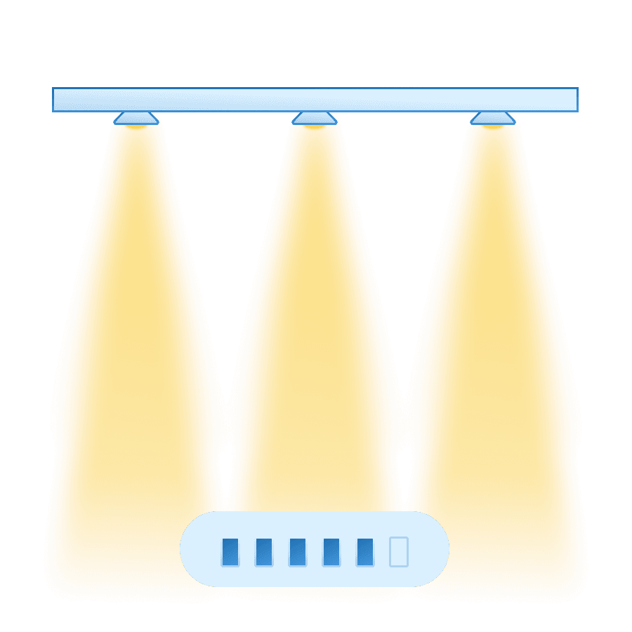 Lights controlled by MTronic smart dimmer