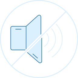 An illustration of a speaker with a diagonal line passing through it showing the mute function.